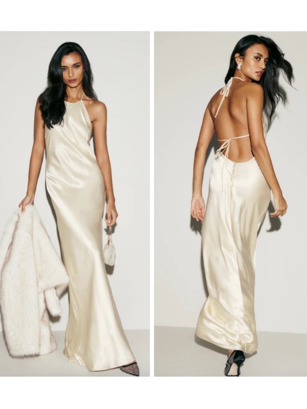 NWT Reformation Jeany Silk Maxi Dress fior di latte ivory cream